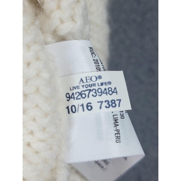 American Eagle Outfitters Sweater Womens XS Cream Turtleneck Cable Knit Wool - Picture 6 of 11